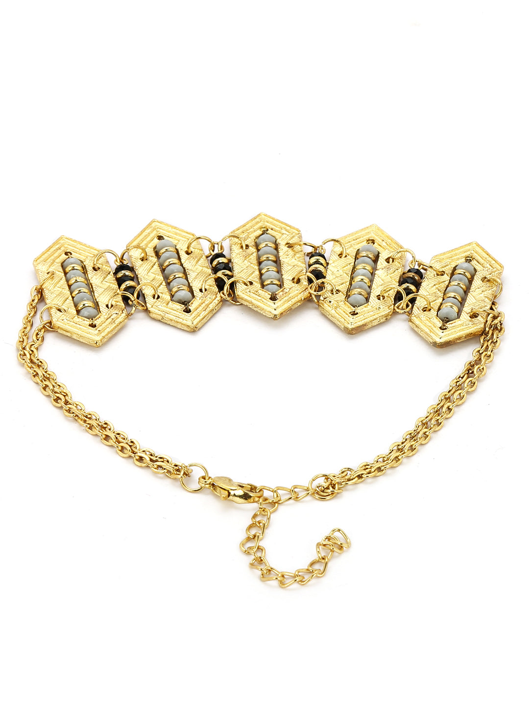 Gold toned beaded choker necklace