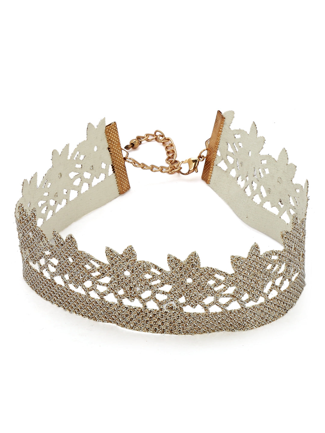 Beige Toned Cut Out Floral Choker Necklace