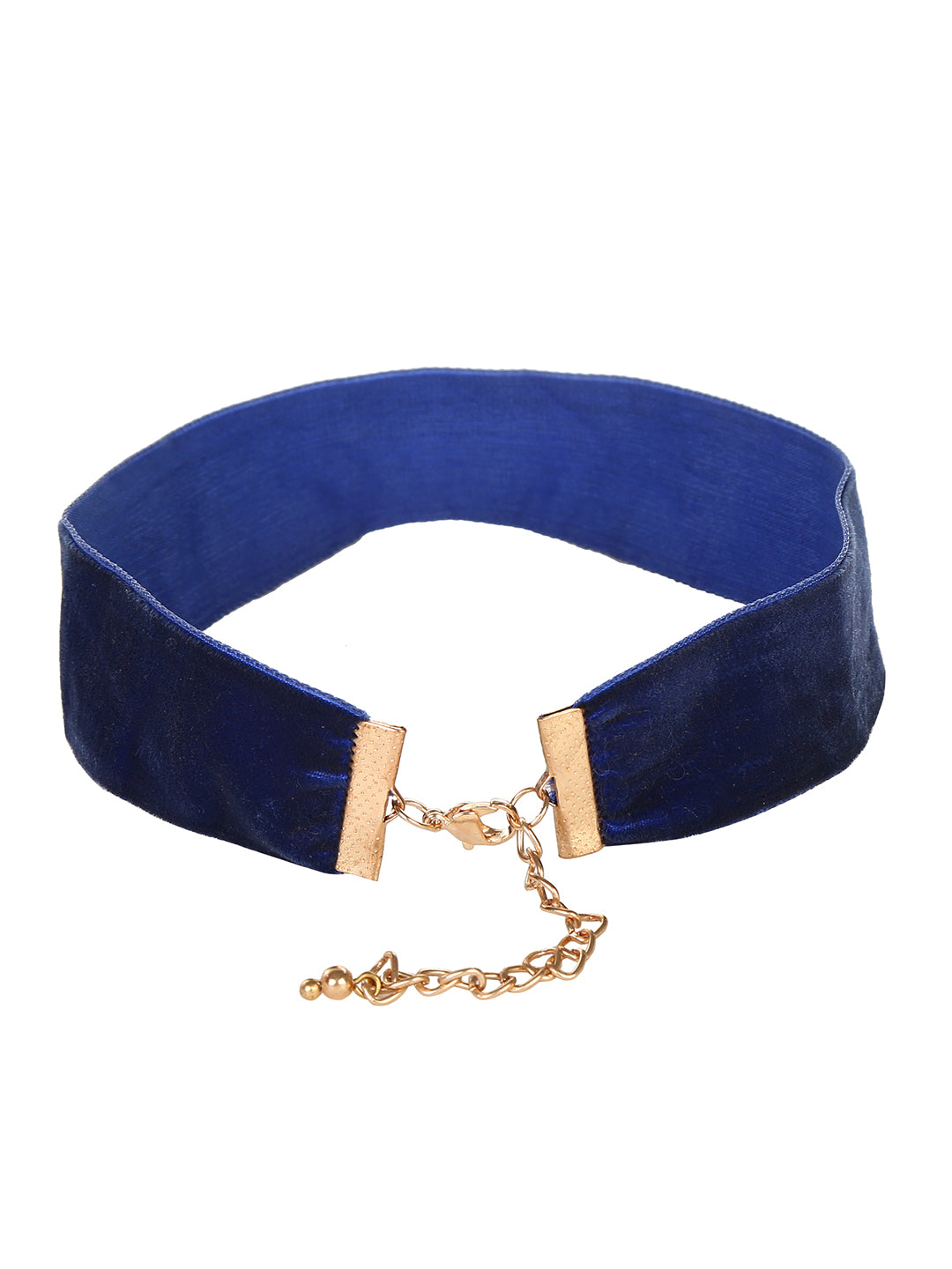 Set of 2 maroon and blue velvet choker necklace