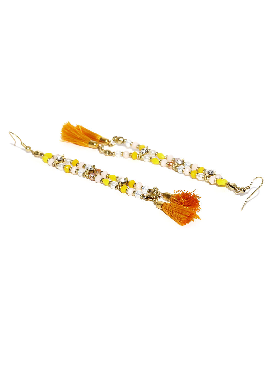 Multicoloured beaded tassel choker necklace with earrings