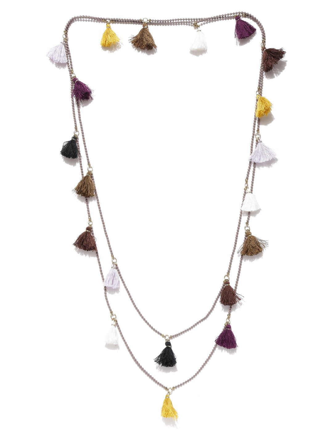 Blueberry multicoloured tassel necklace