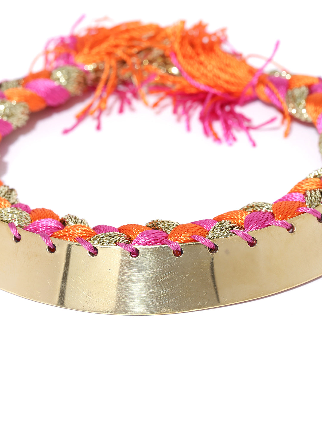 Blueberry gold toned braided choker necklace