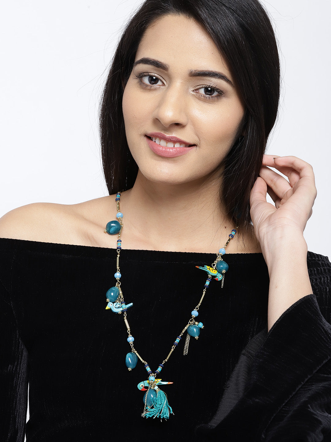 Blueberry multi color stone detailing necklace