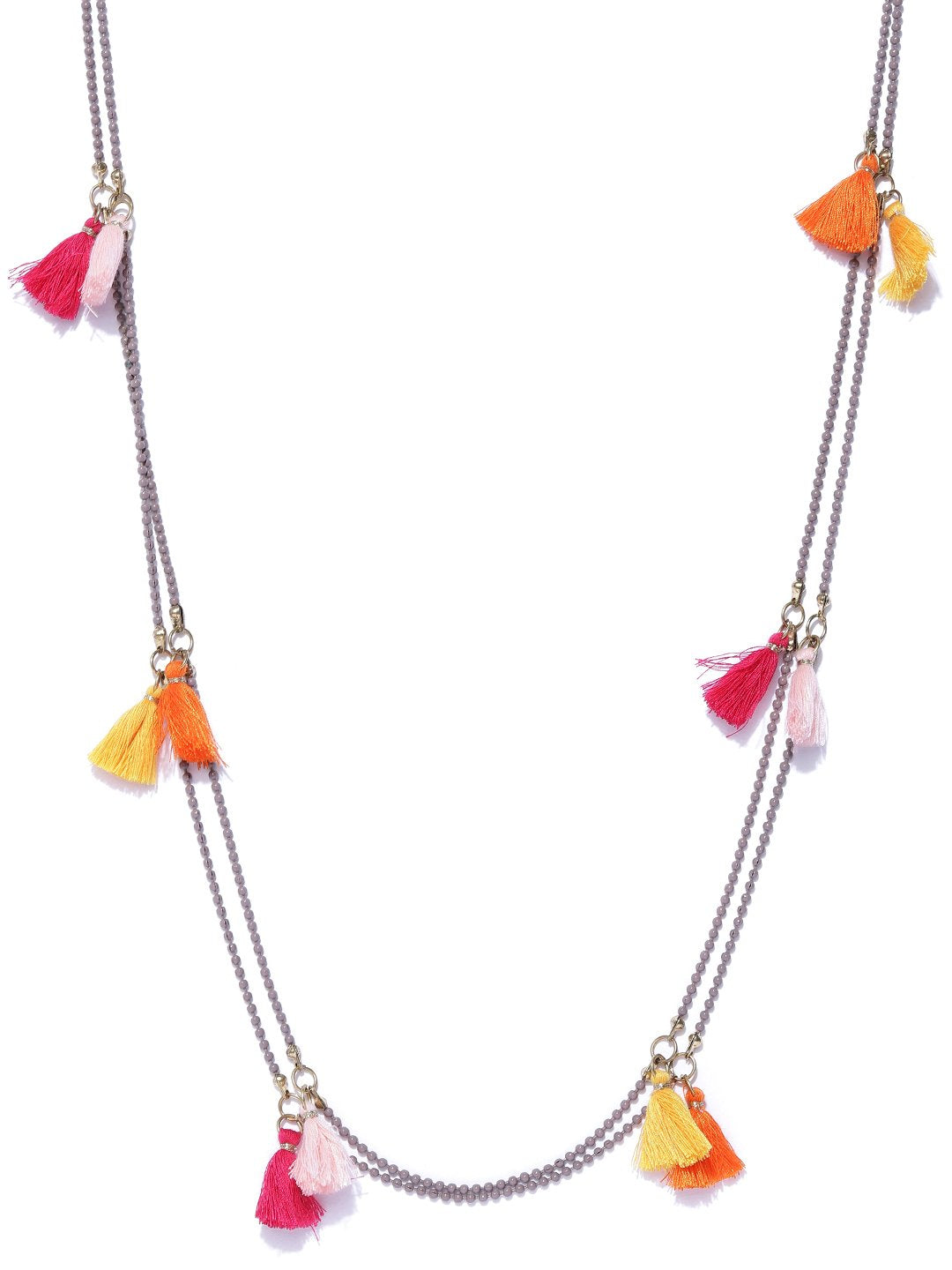 Blueberry multi color tassel chain necklace