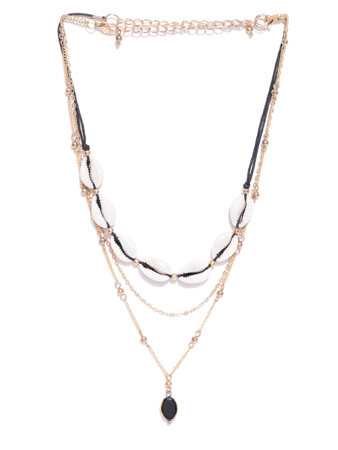 Blueberry set of 2 shell choker and pendanr detailing chain necklace