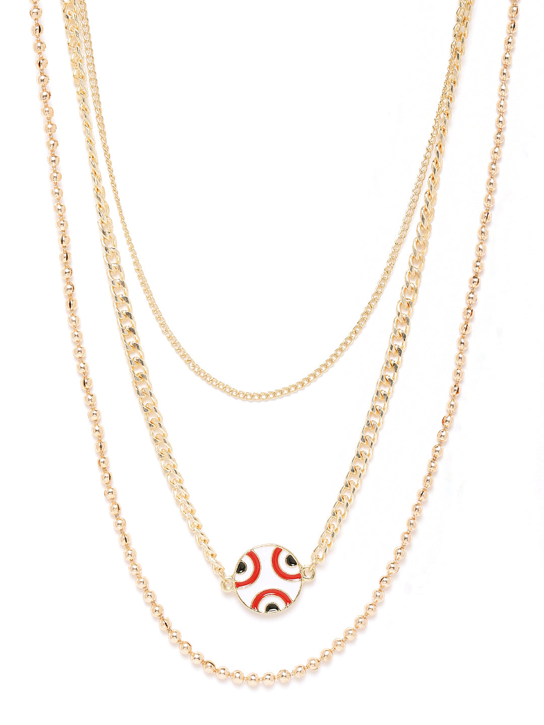 Blueberry gold Plated Evil Eye detailing chain layered necklace