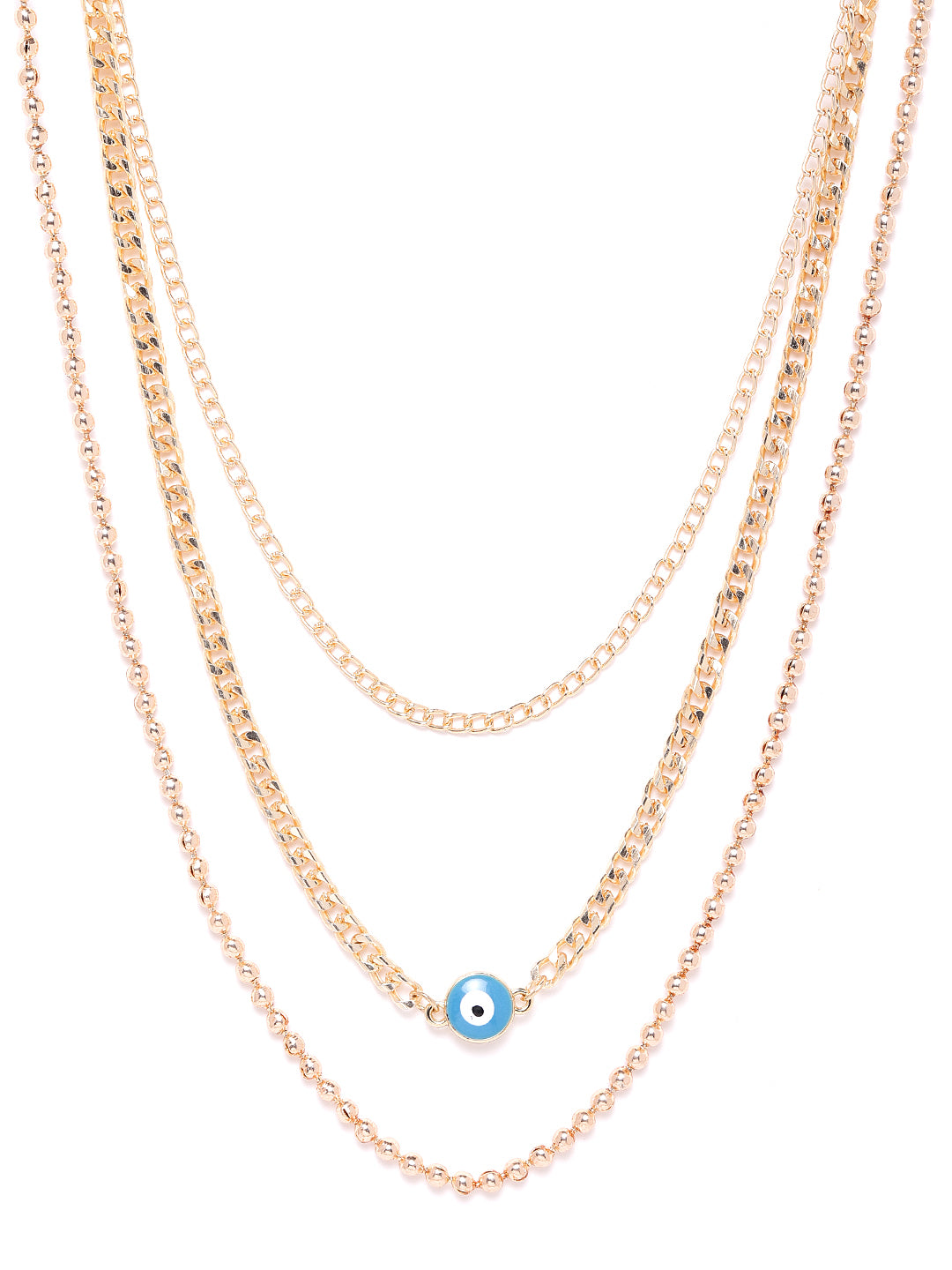 Blueberry gold Plated Evil Eye detailing chain layered necklace