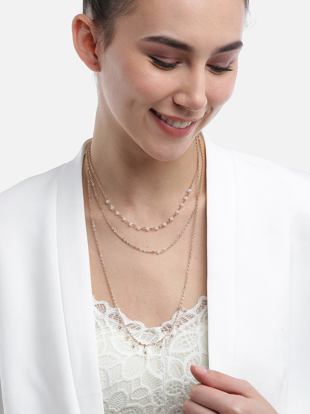 Blueberry gold plated chain layered necklace