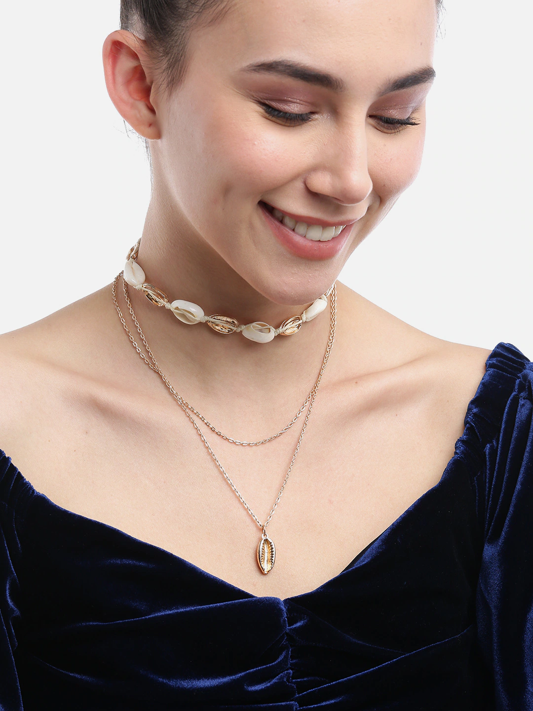 Blueberry gold plated chain layered necklace