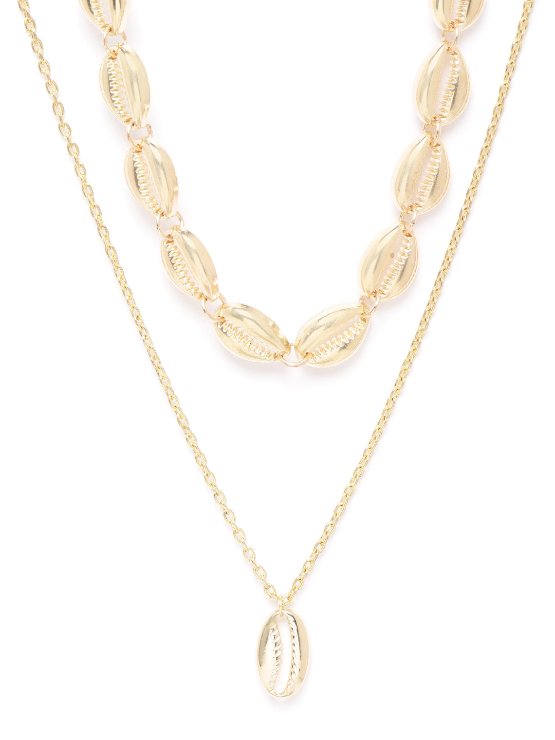 Blueberry set of 2 gold plated shell choker and necklace