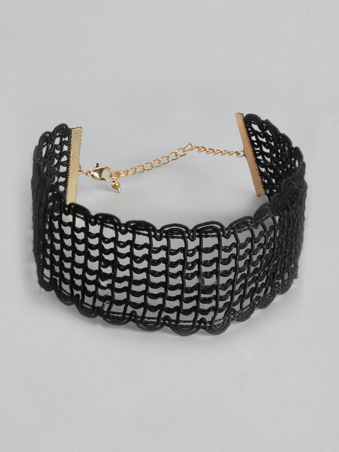 Blueberry black mesh lace woven choker necklace