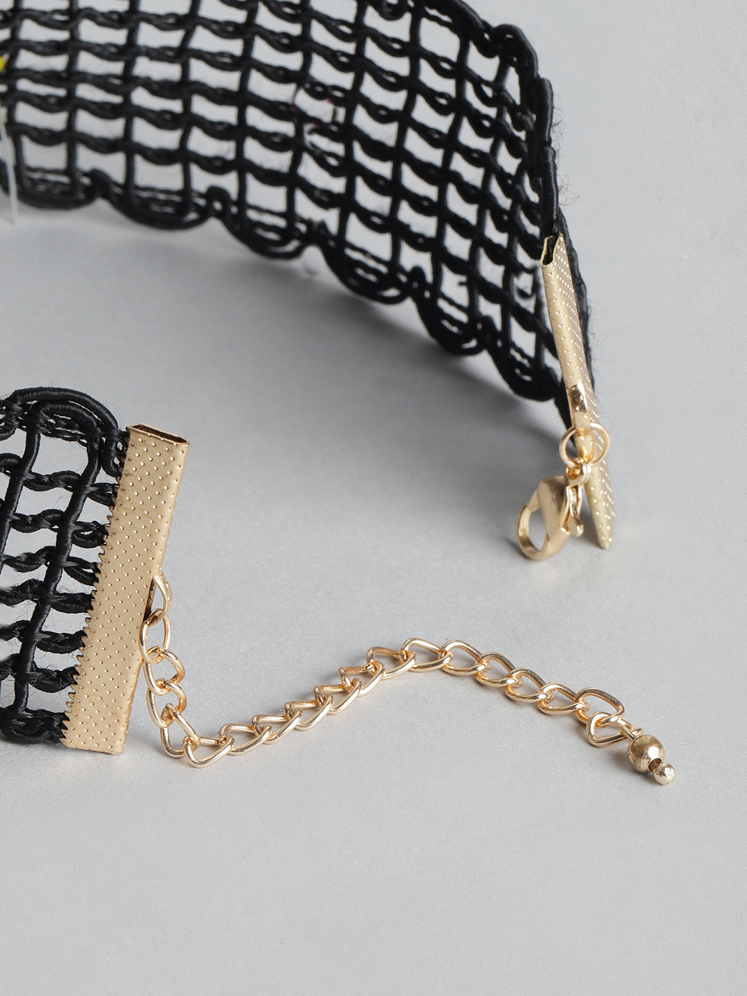 Blueberry black mesh lace woven choker necklace