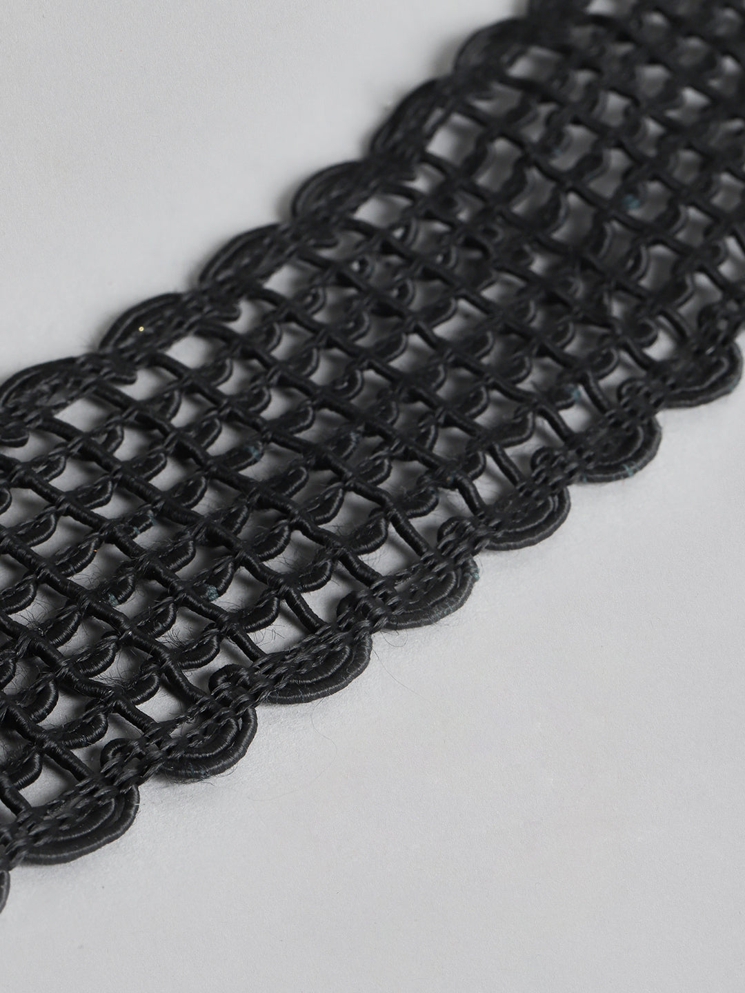 Blueberry black mesh lace woven choker necklace