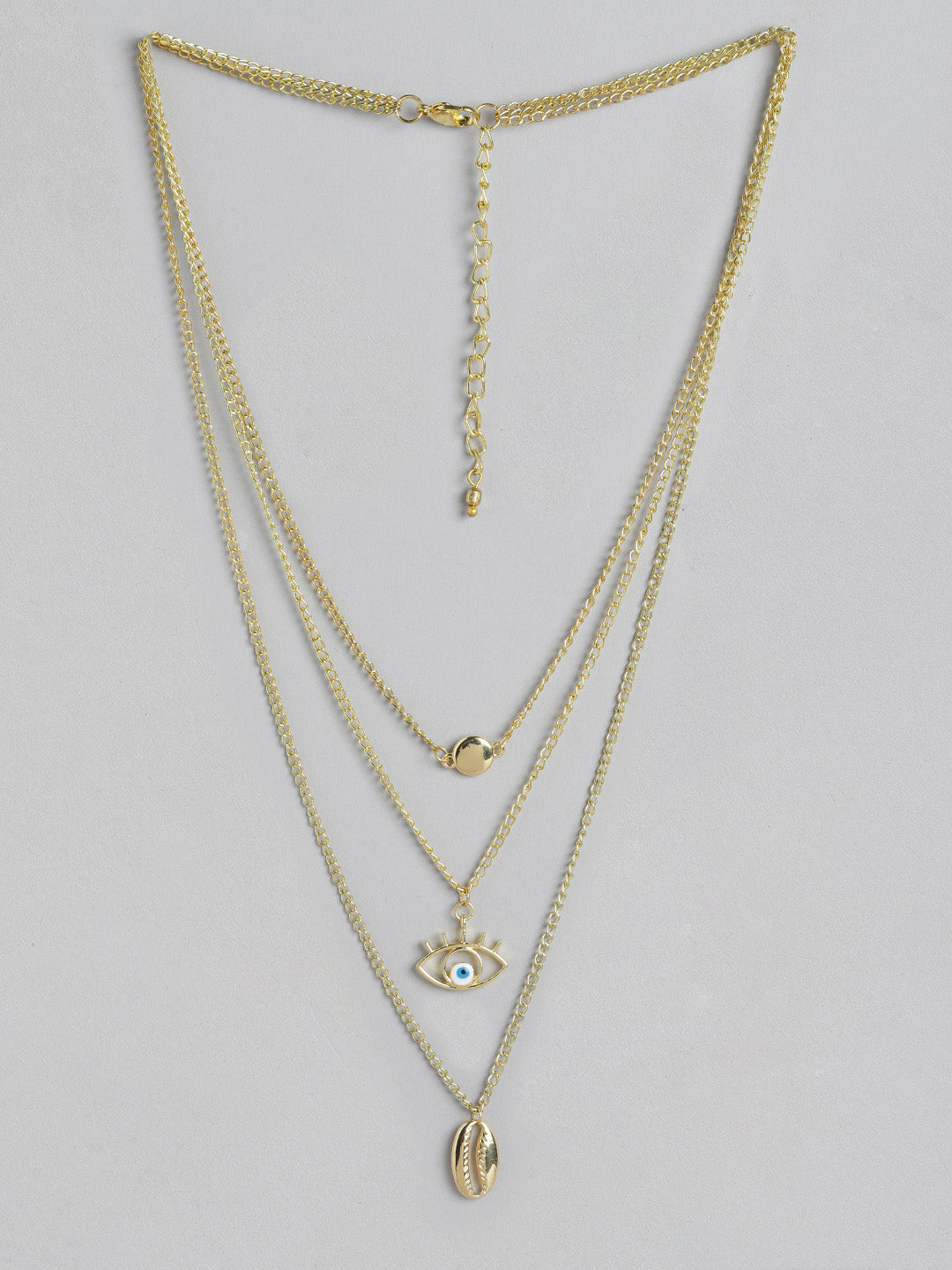Blueberry Evil Eye pendant detailing layered chain necklace