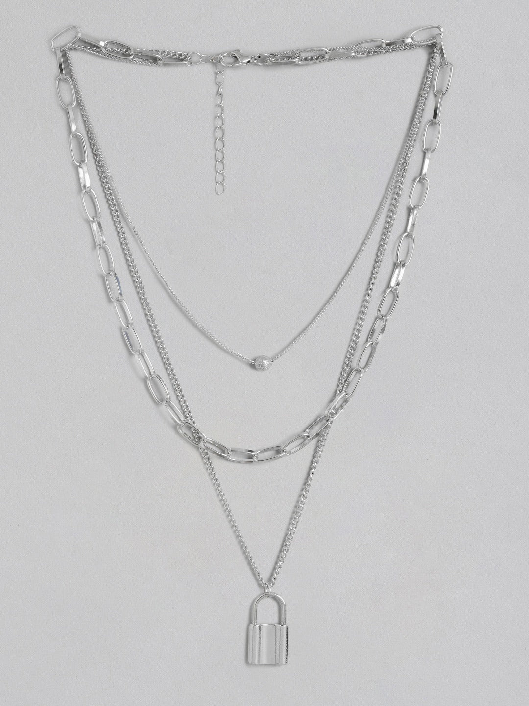 Blueberry silver chain layered pendant detailing necklace