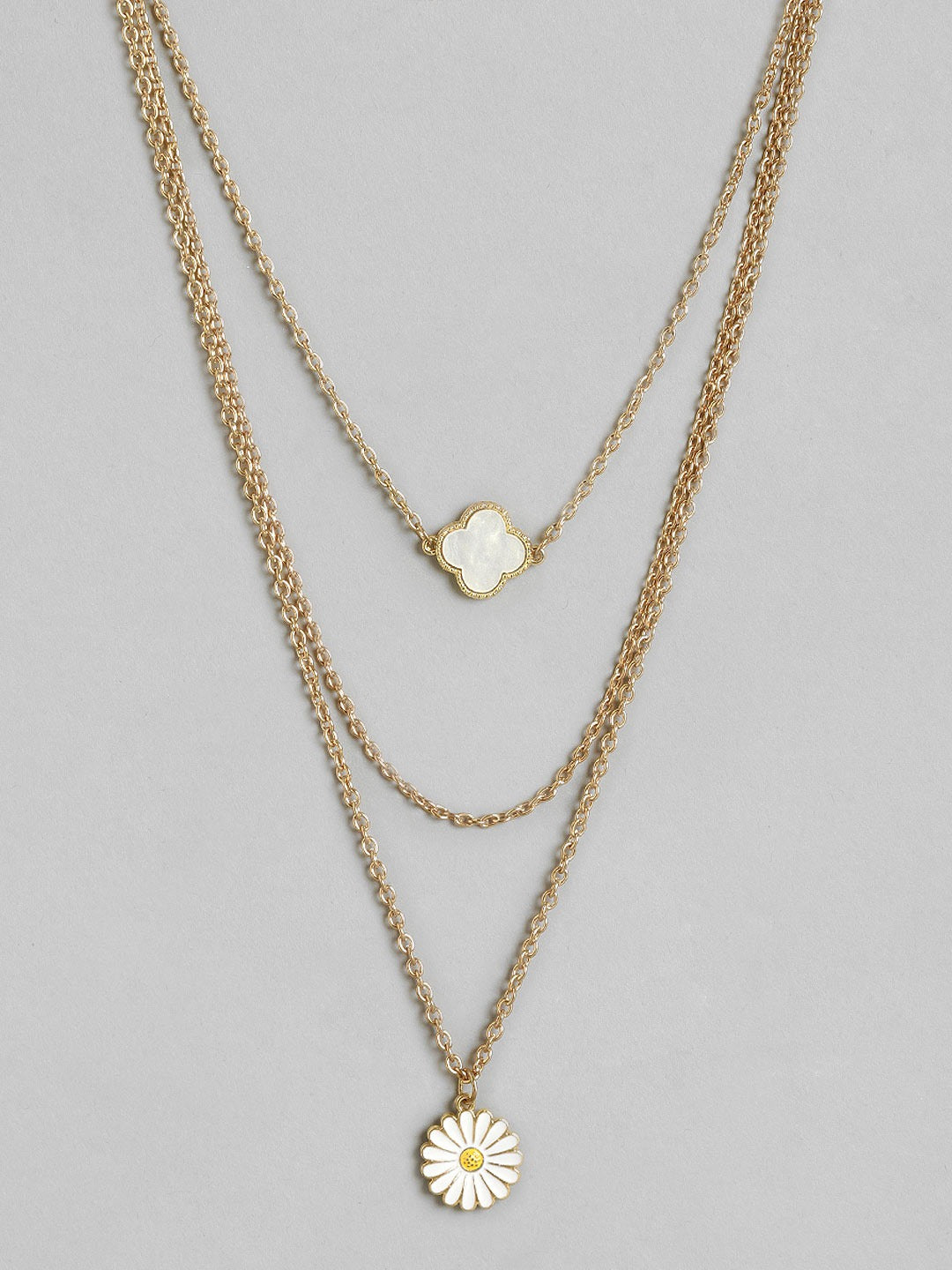 Blueberry gold plated chain layered pendant detailing necklace