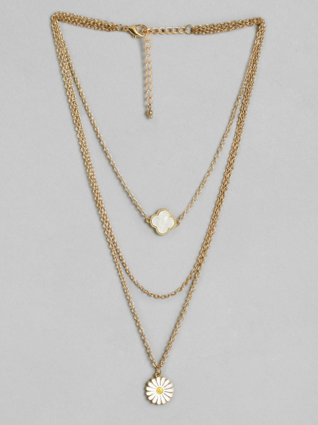 Blueberry gold plated chain layered pendant detailing necklace