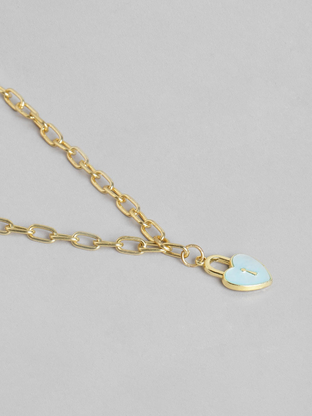 Blueberry Heart Lock and Key layered pendant detailing necklace