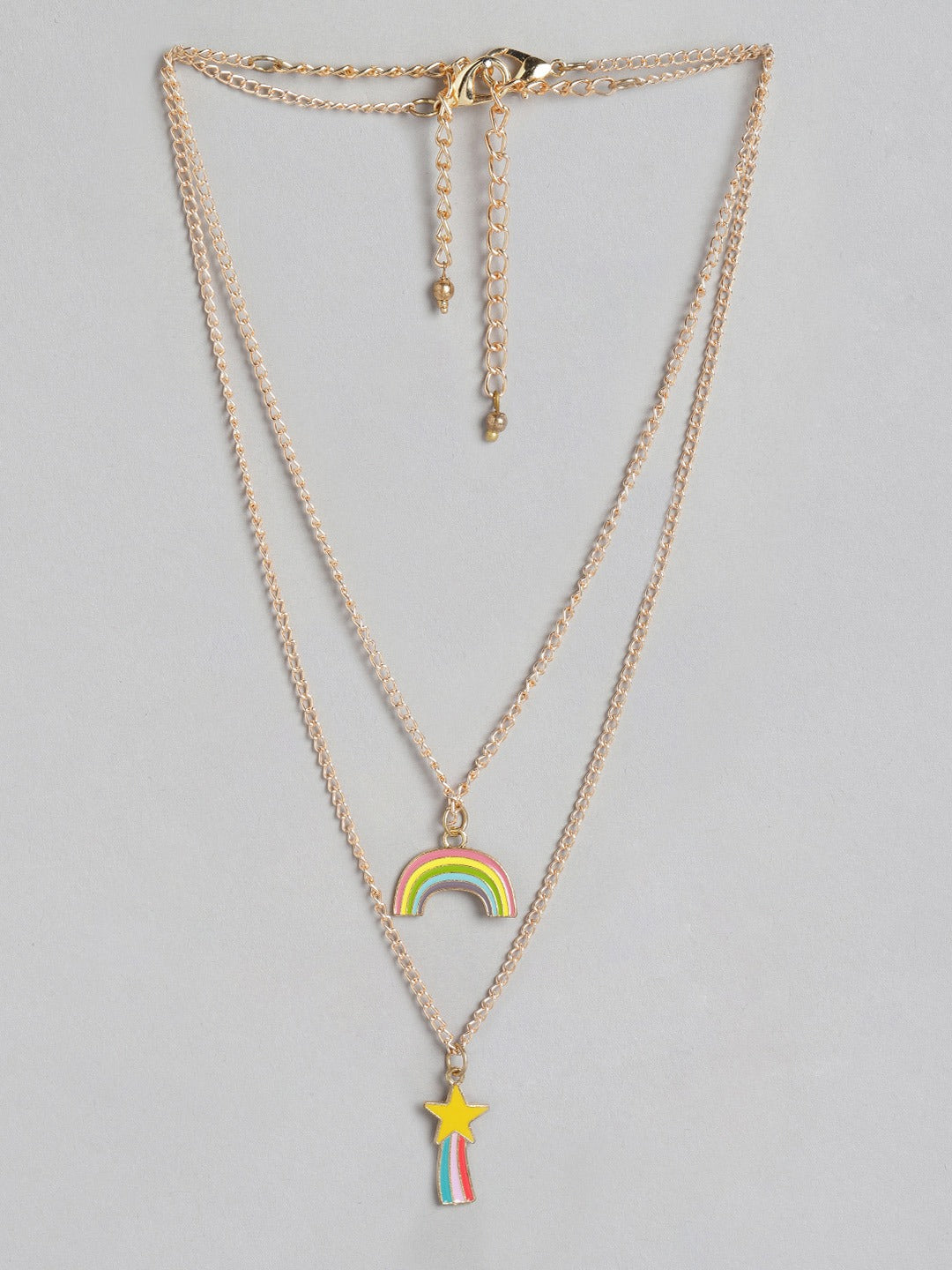 Blueberry gold plated chain layered pendant detailing necklace