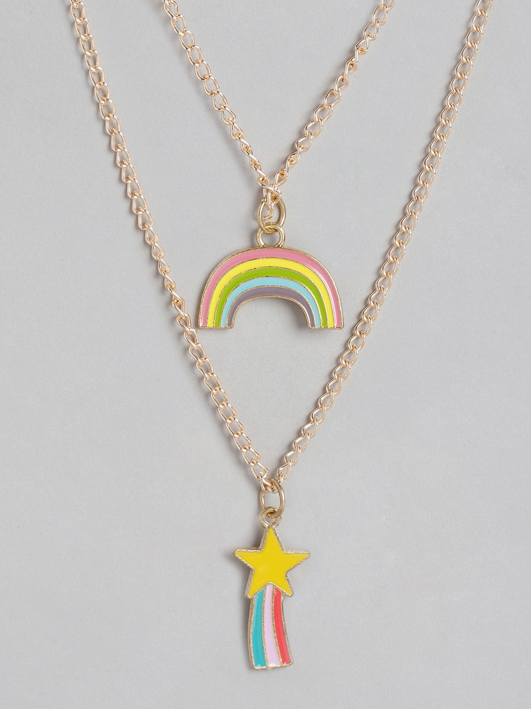 Blueberry gold plated chain layered pendant detailing necklace