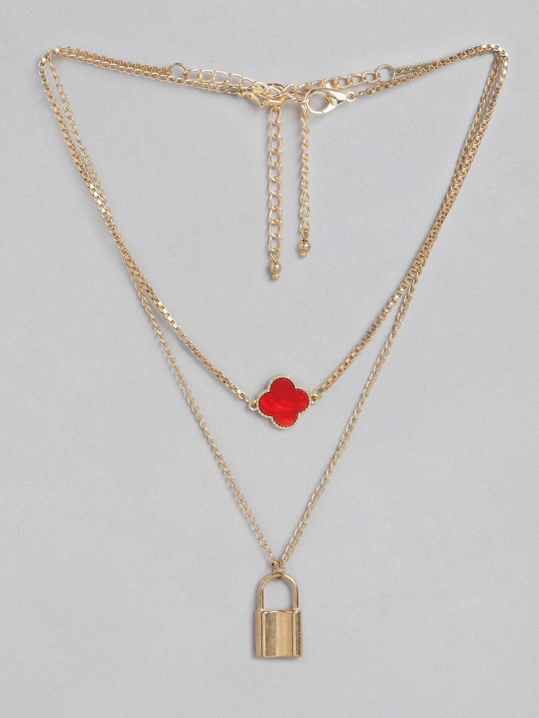 Blueberry gold plated chain layered pendant detailing necklace