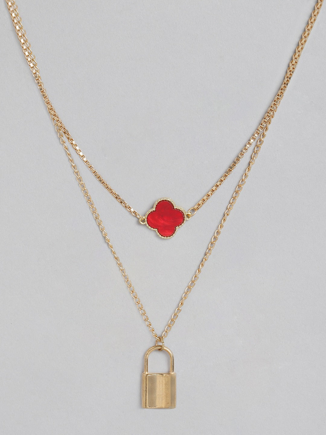 Blueberry gold plated chain layered pendant detailing necklace