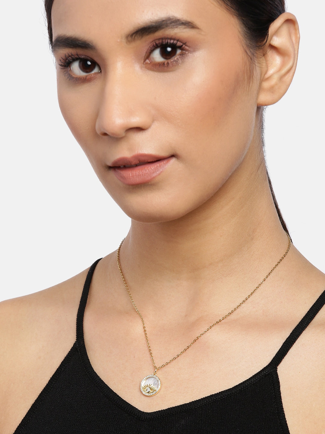 Blueberry gold plated Evil Eye chain necklace