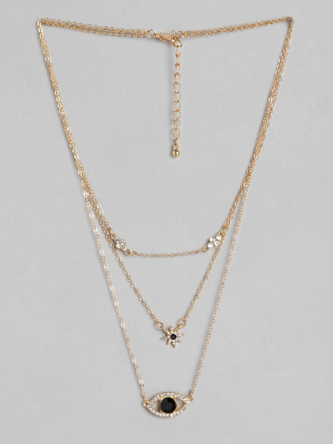 Blueberry gold plated Evil eye chain layered pendant detailing necklace