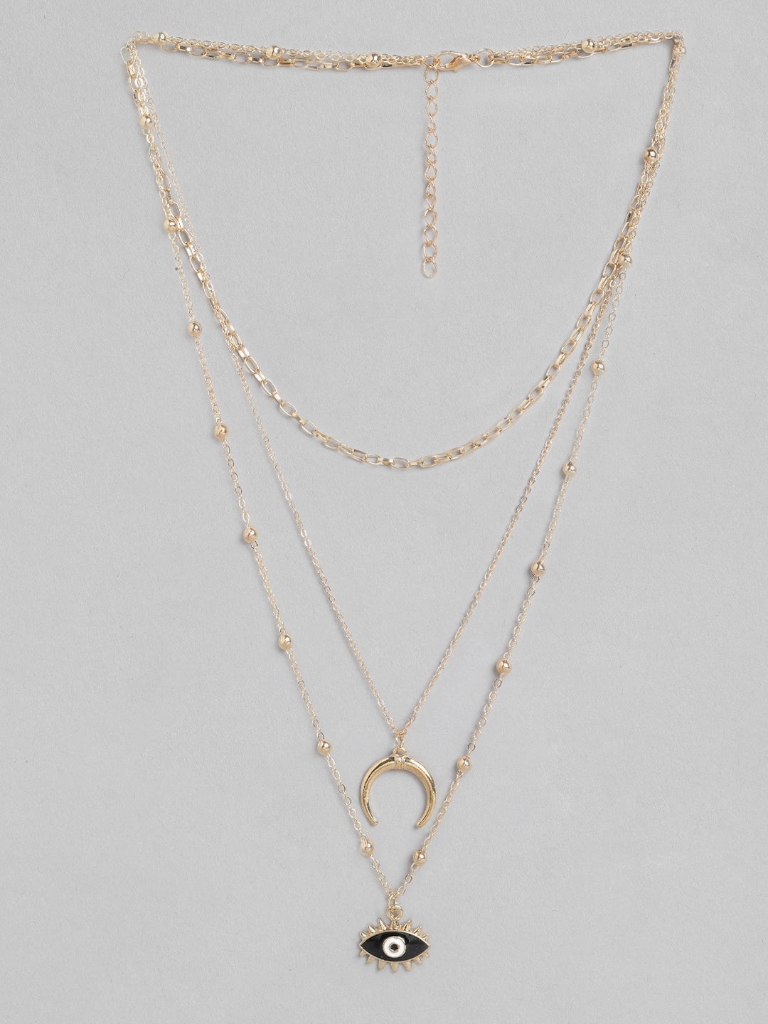 Blueberry gold plated Evil eye chain layered pendant detailing necklace