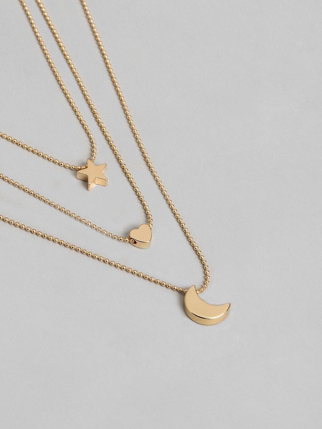 Blueberry gold plated charms detailing pendant layered necklace