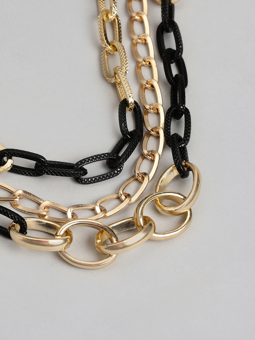 Blueberry black and golden inter lock chain layered necklace