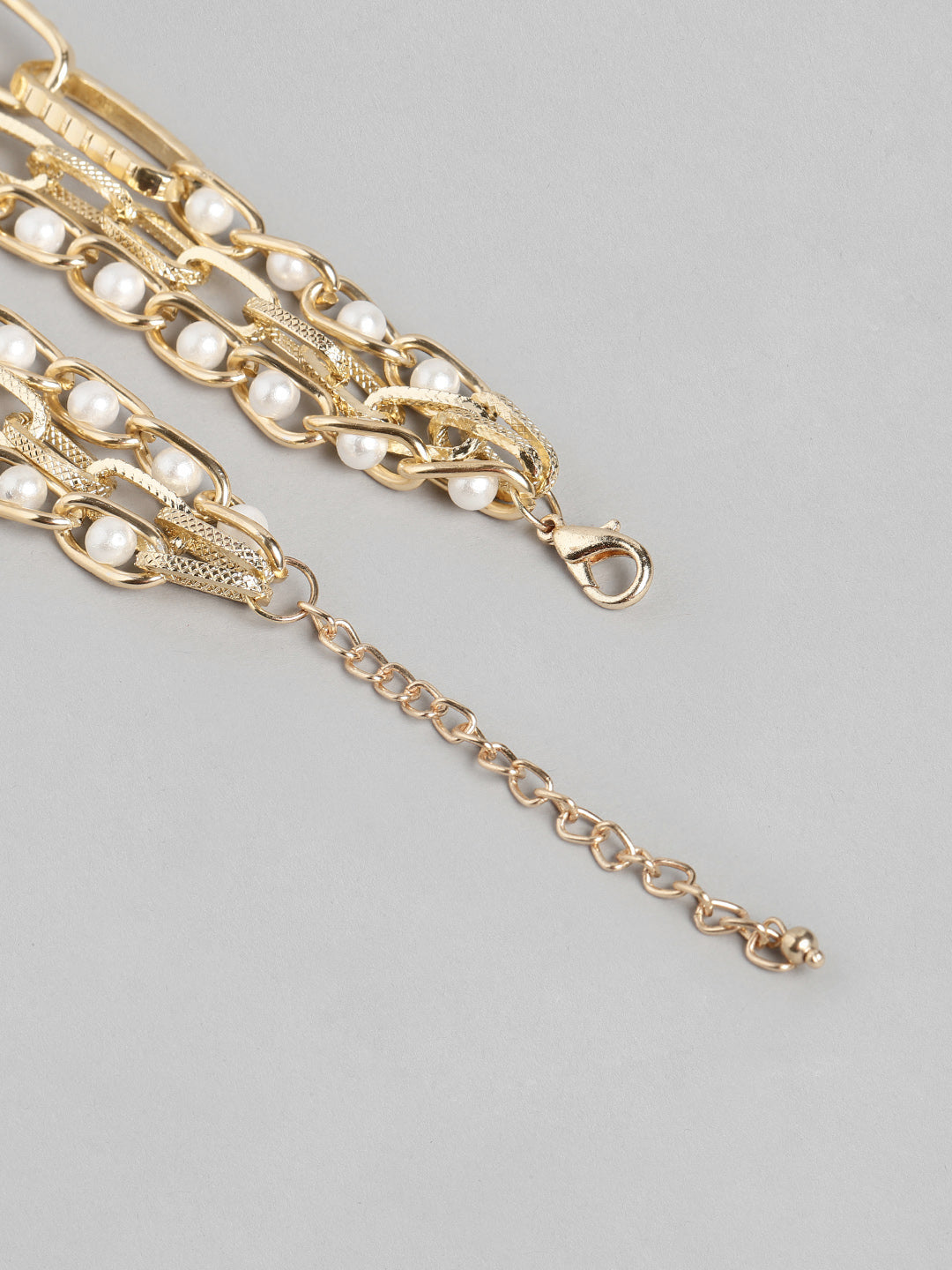 Blueberry golden inter lock pearl chain layered necklace