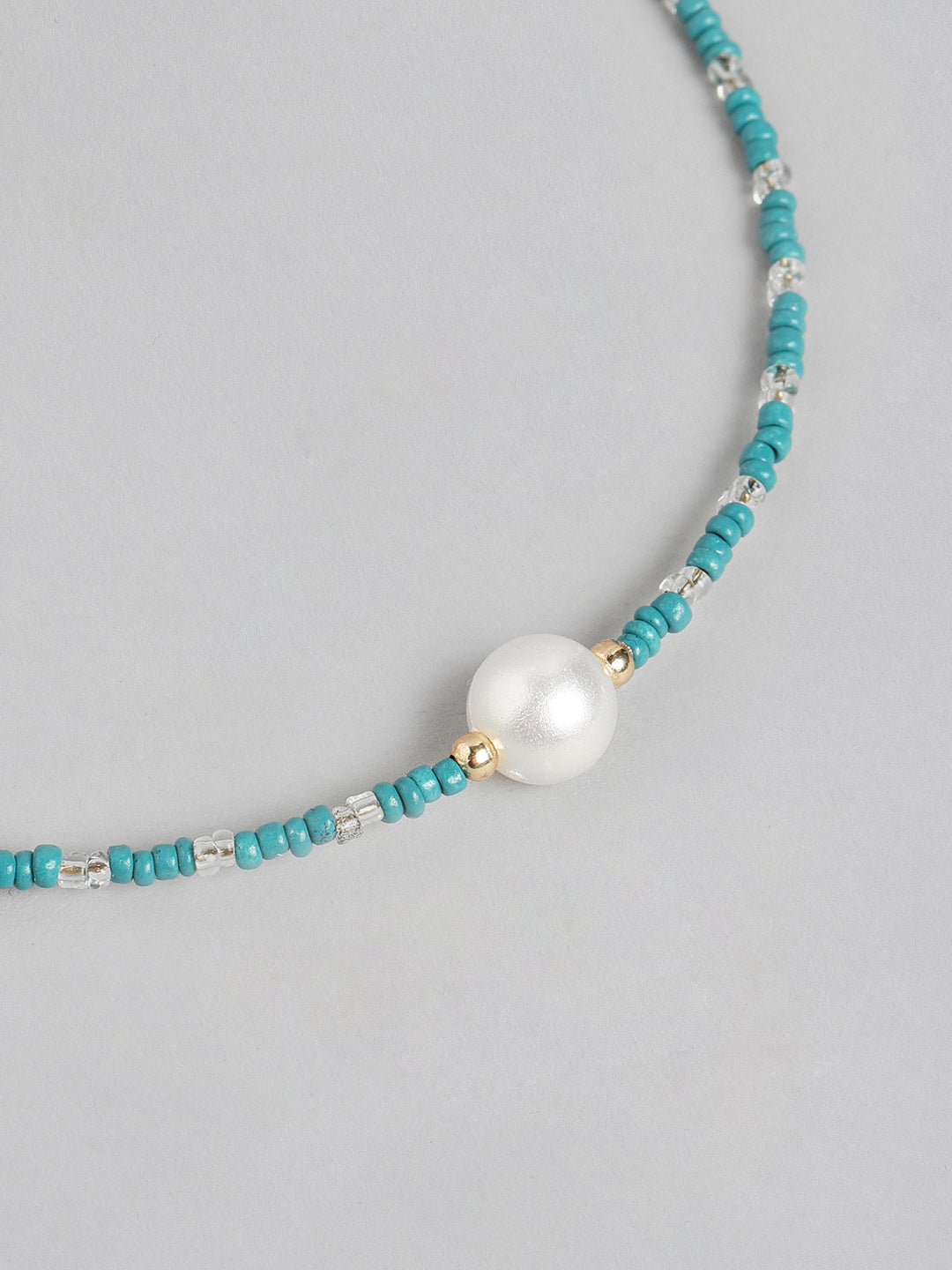 Blueberry blue and white pearl necklace