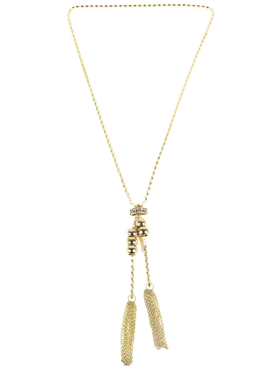 Blueberry gold toned twin tassel necklace for women