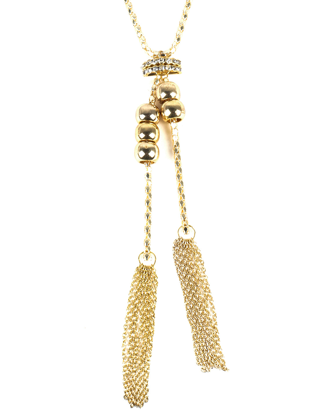 Blueberry gold toned twin tassel necklace for women