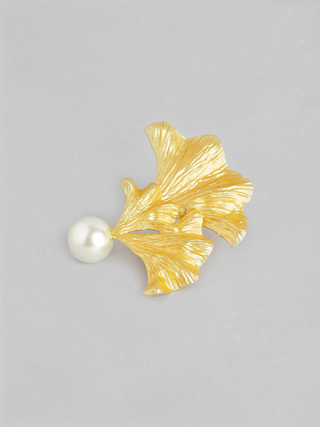 Blueberry golden leaf shape pearl drop earring