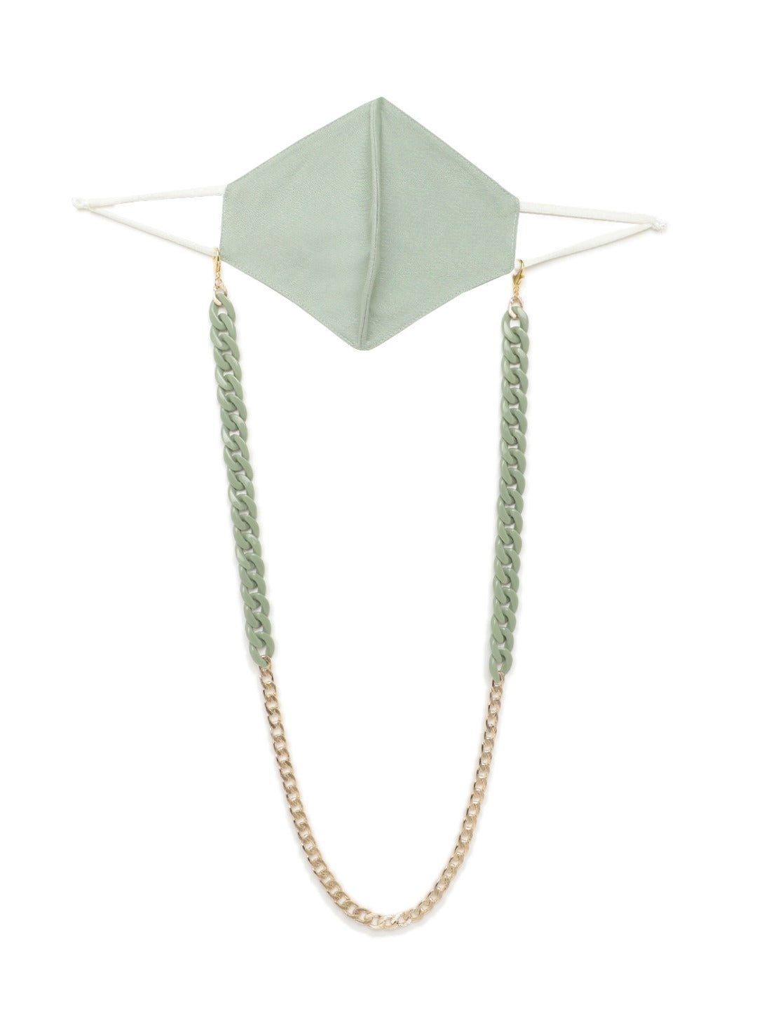 Blueberry Mint Green solid 2 ply cotton reusable chain mask