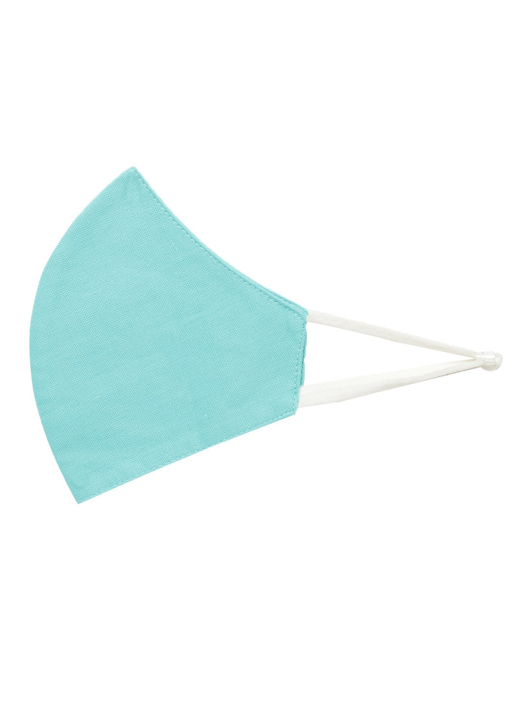 Blueberry turquoise blue solid 2 ply cotton reusable chain mask