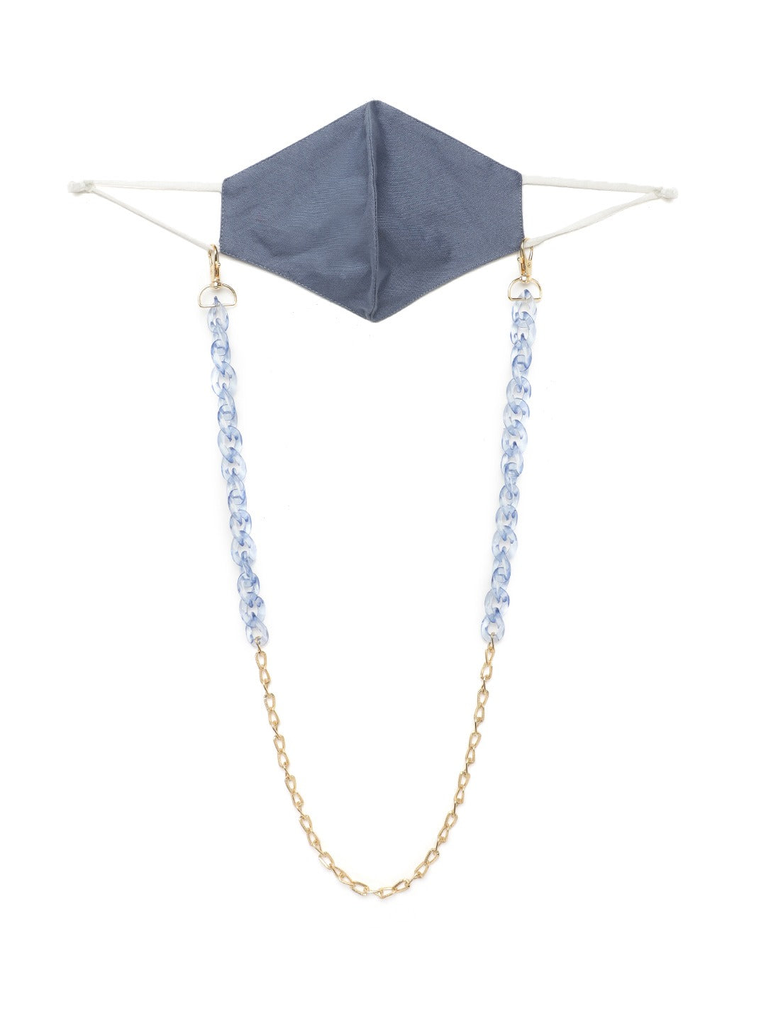 Blueberry Blue solid 2 ply cotton reusable chain mask