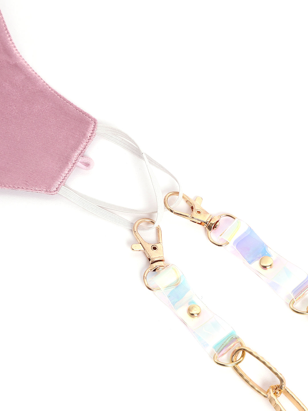 Blueberry Mauve 2 ply satin resin chain Mask