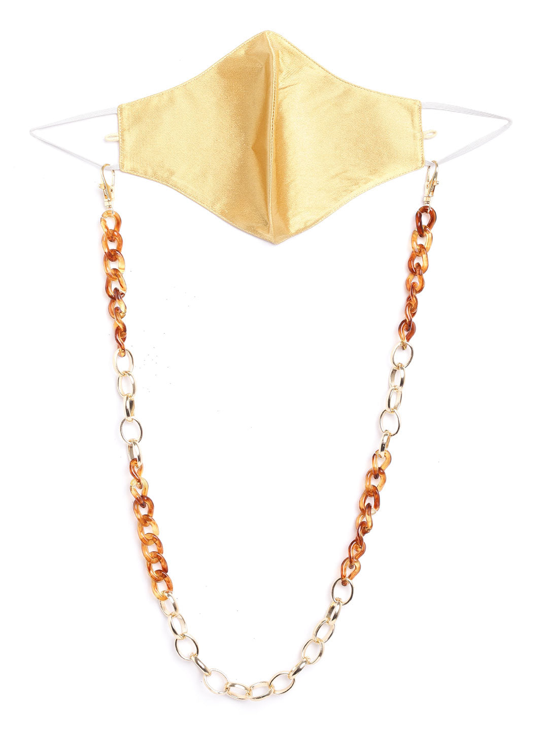 Blueberry golden 2 ply satin resin chain Mask