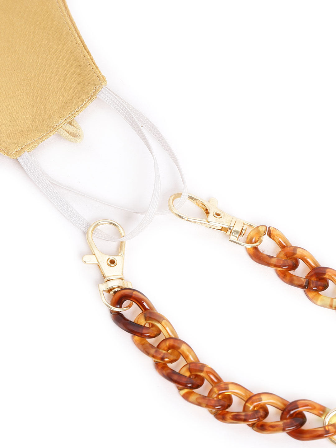 Blueberry golden 2 ply satin resin chain Mask