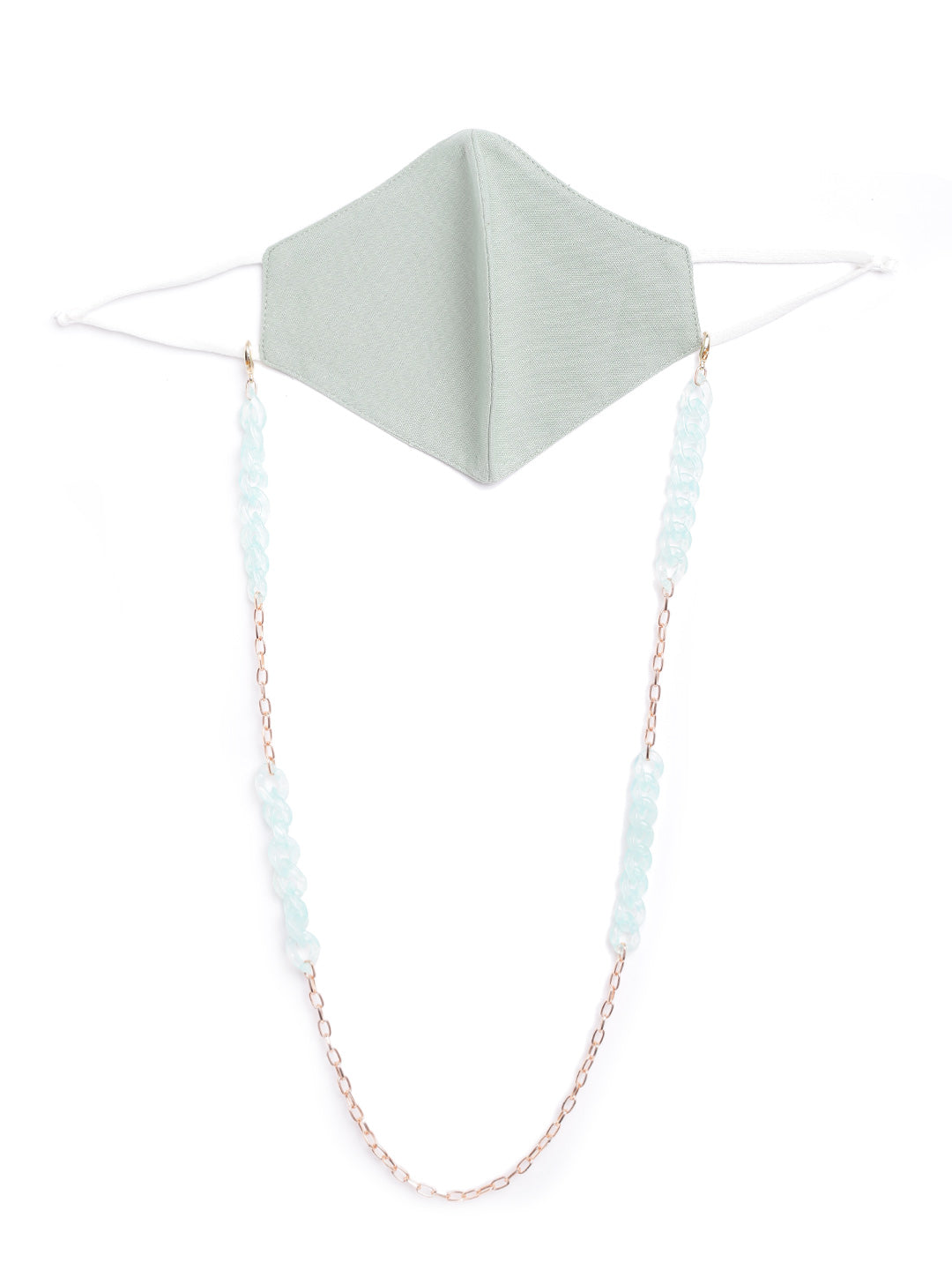 Blueberry Green 2 ply satin resin chain Mask