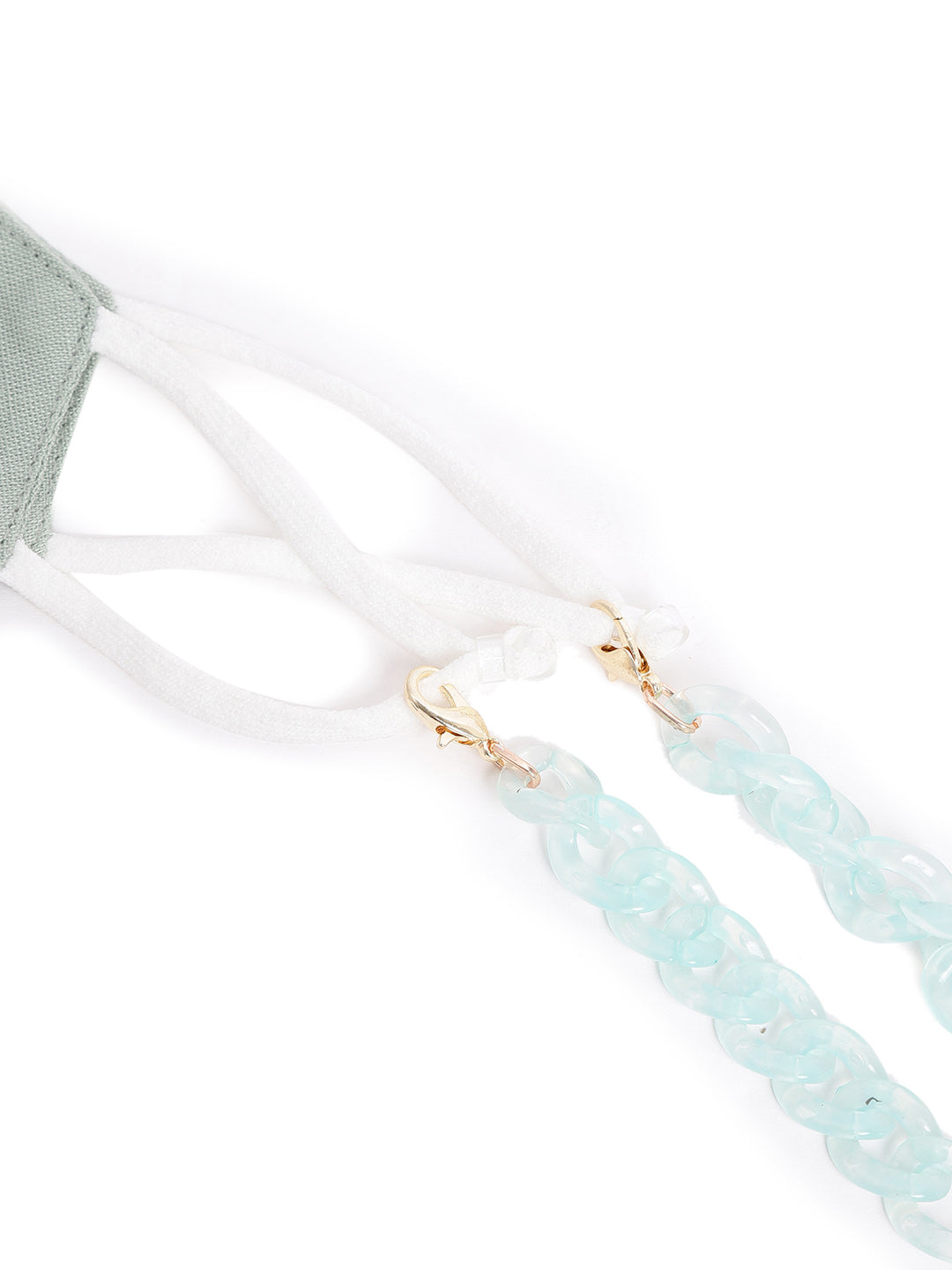 Blueberry Green 2 ply satin resin chain Mask
