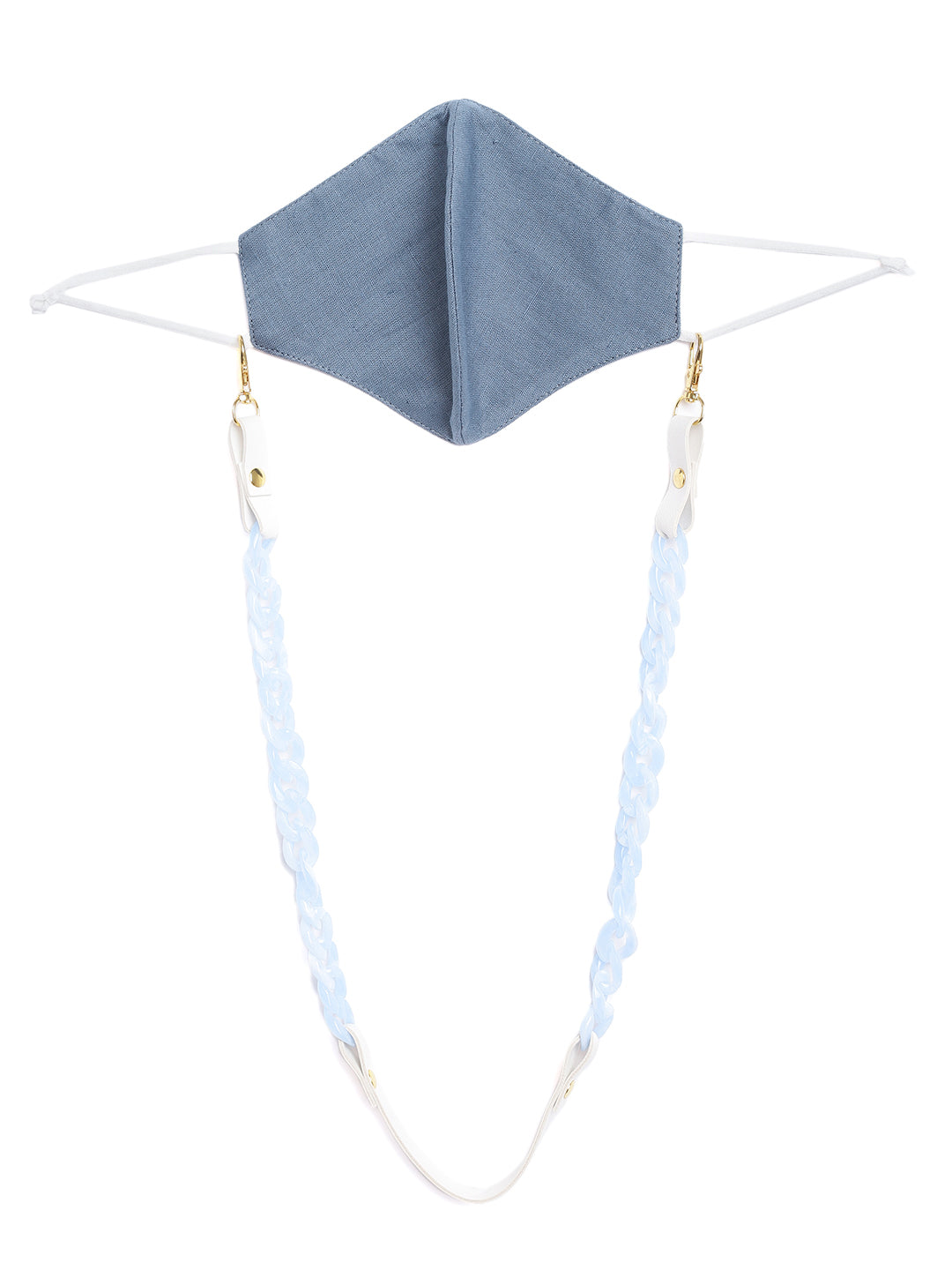Blueberry Blue 2 ply satin resin chain Mask