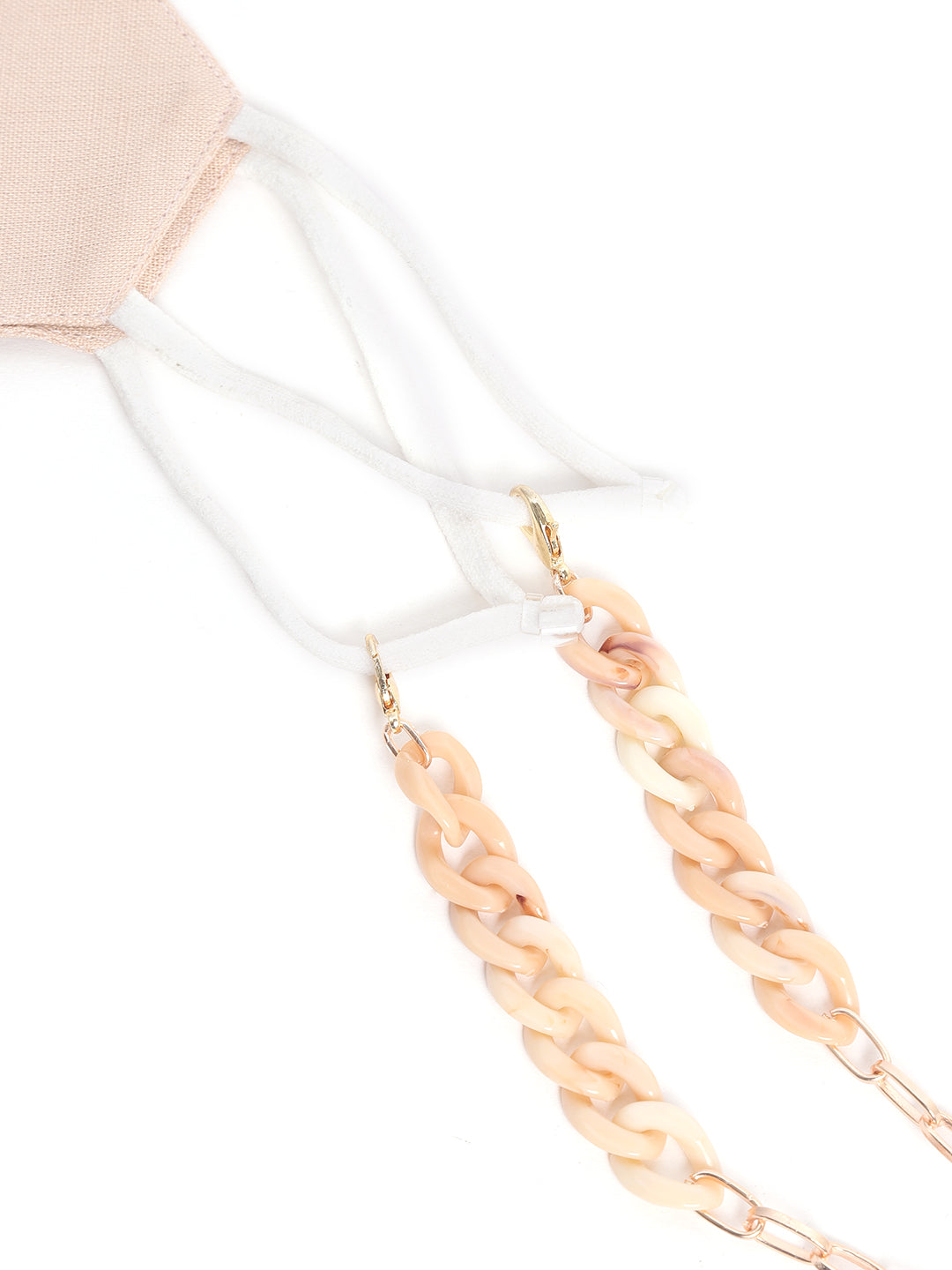 Blueberry Peach 2 ply satin resin chain Mask
