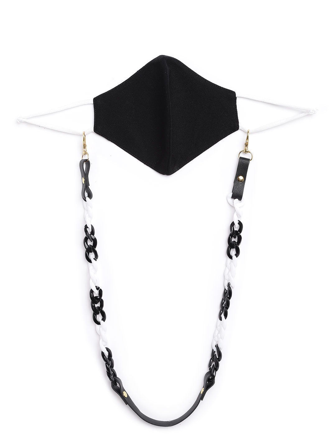 Blueberry Black 2 ply satin resin chain Mask