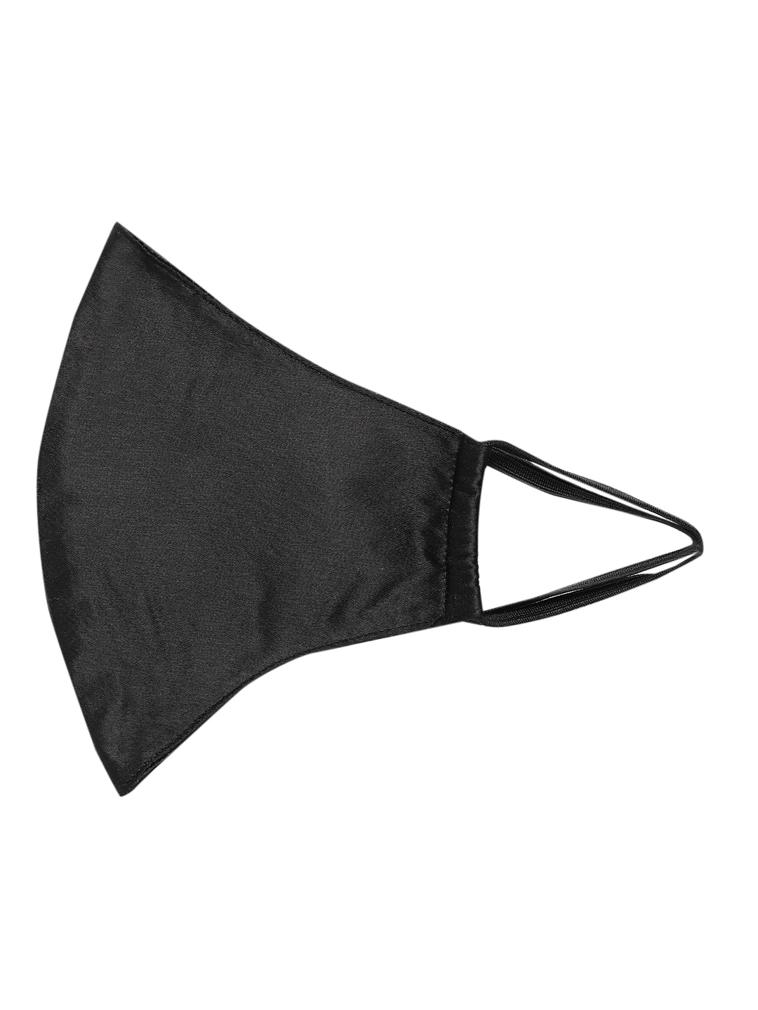 Blueberry solid black satin mask with Mask Holder Chain Strap