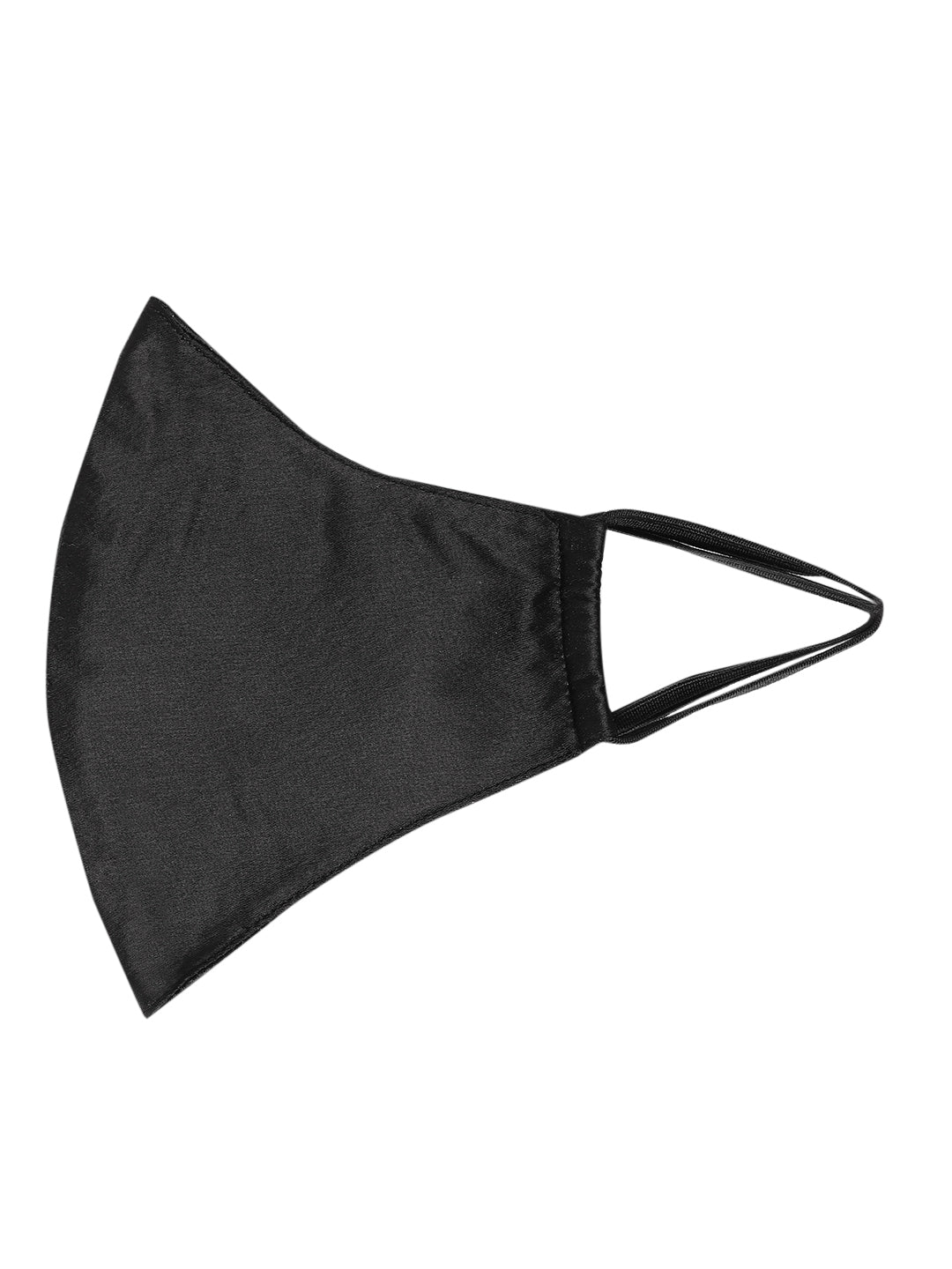 Blueberry solid black satin mask with Mask Holder Chain Strap