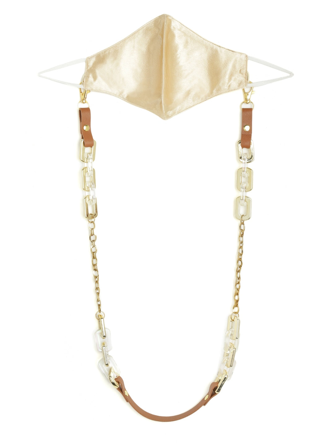 Blueberry golden Reusable 2-Ply satin face mask with golden chain